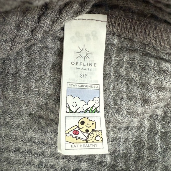 Women’s OFFLINE By Aerie Wow! Waffle Knit Hoodie Pullover Lounge Top Size Small - Picture 12 of 16